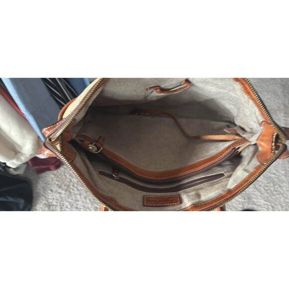 Dooney & Bourke Red Tweed Handbag with Leather Accents - Picture 6 of 10